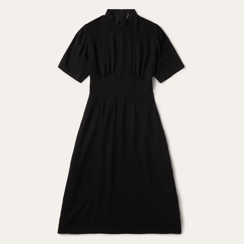 Black Herringbone Twill Midi Dress Cozy T-shirt Midi Dress