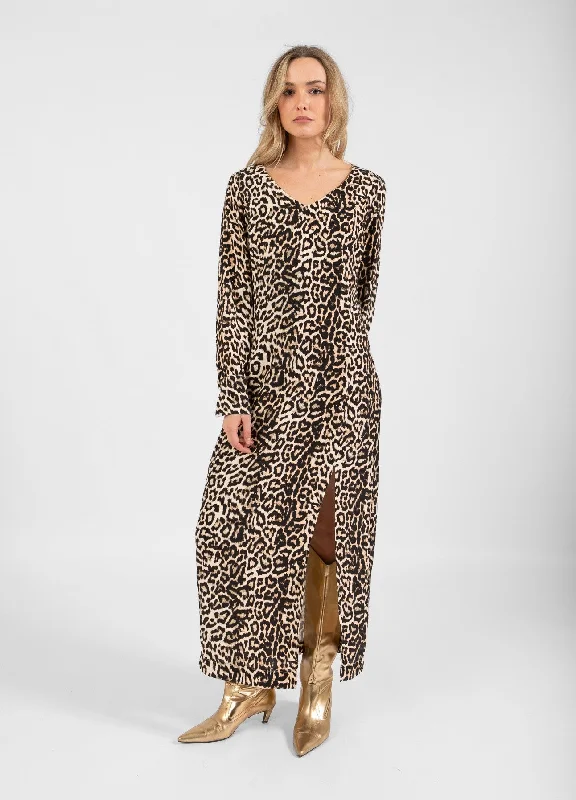 Coster Copenhagen Midi Dress-Leopard Print-244-5404 Elegant Floral Midi Dress