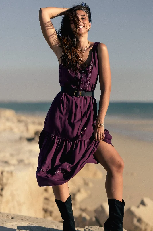 Ember Midi Dress - violet Chic Off-Shoulder Midi Dress