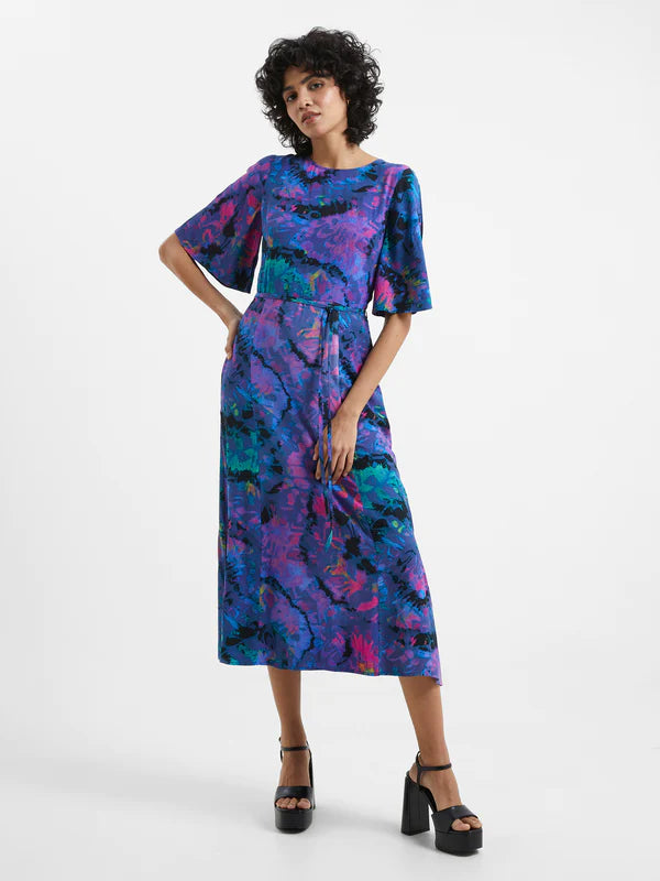 French Connection Gabriella Delph Midi Dress-Blue Depths-71VFV Chic Bohemian Midi Dress