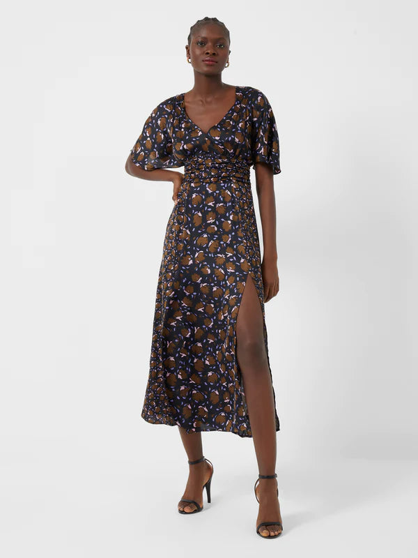 French Connection Ingrid Drape Midi Dress-Black Multi-71TOC Fashionable Pencil Midi Dress