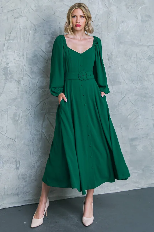 MAKE ME BELIEVE WOVEN MIDI DRESS Stylish Silk Midi Dress