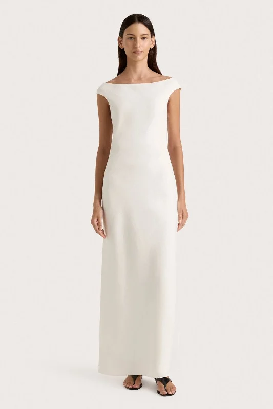 ILRIDE MIDI DRESS-WHITE Stylish Silk Midi Dress