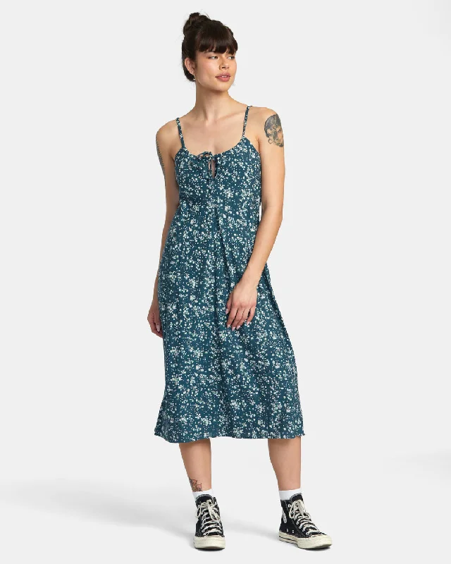 Maiden Midi Dress - Duck Blue Stylish Animal Print Midi Dress