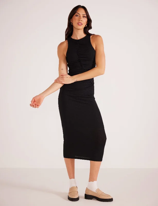 Louis Assymetric Midi Dress Comfortable Draped Midi Dress