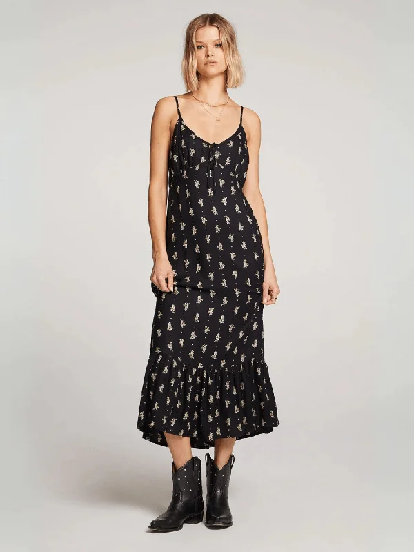 Enzo Floral Midi Dress Fashionable Floral Embroidery Midi Dress