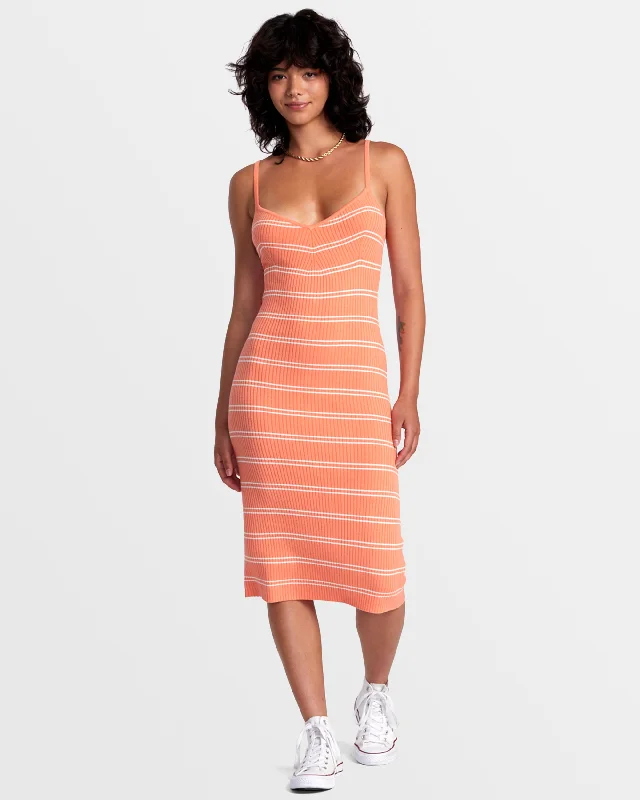 Silhouette Bodycon Midi Dress - Fusion Coral Comfortable Wrap Midi Dress