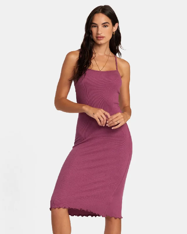 Slink Midi Dress - Mulberry Comfortable Empire Waist Midi Dress