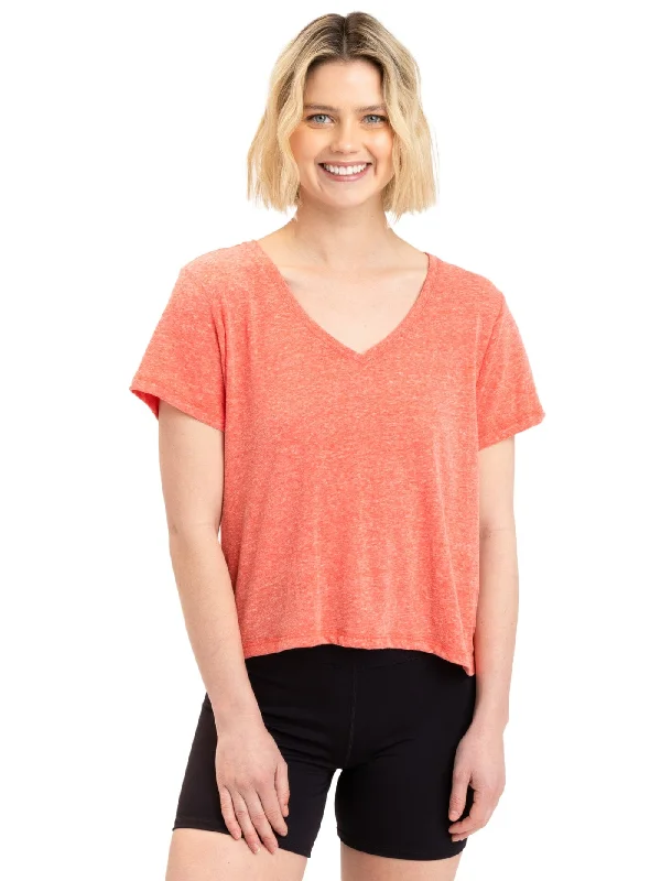 Ada Triblend V-Neck Tee Mesh Blend Leather Blend Suede Blend