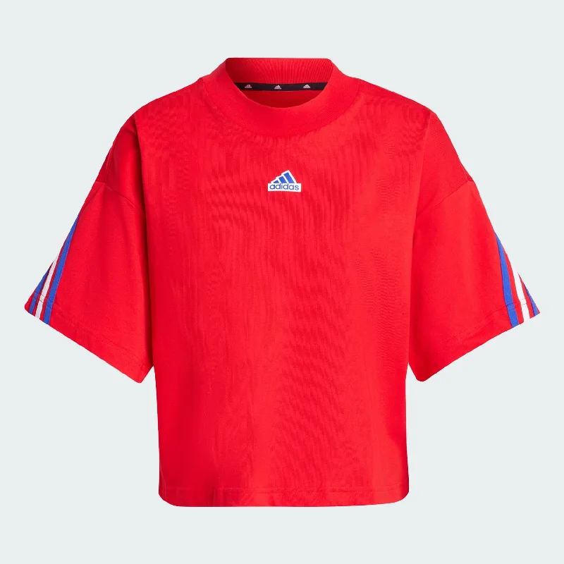 adidas Future Icons 3-Stripes Tee - Better Scarlet Women's Lifestyle Polka Dot Checkered Tartan