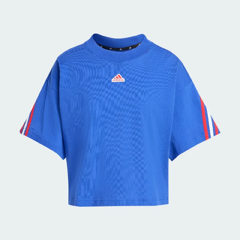 adidas Future Icons 3-Stripes Tee - Blue Women's Lifestyle Handmade Hand-knitted Hand-woven