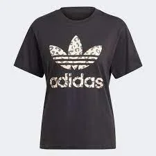 adidas Originals Leopard Luxe Trefoil Tee - Black Terry Blend Velvet Blend Canvas Blend