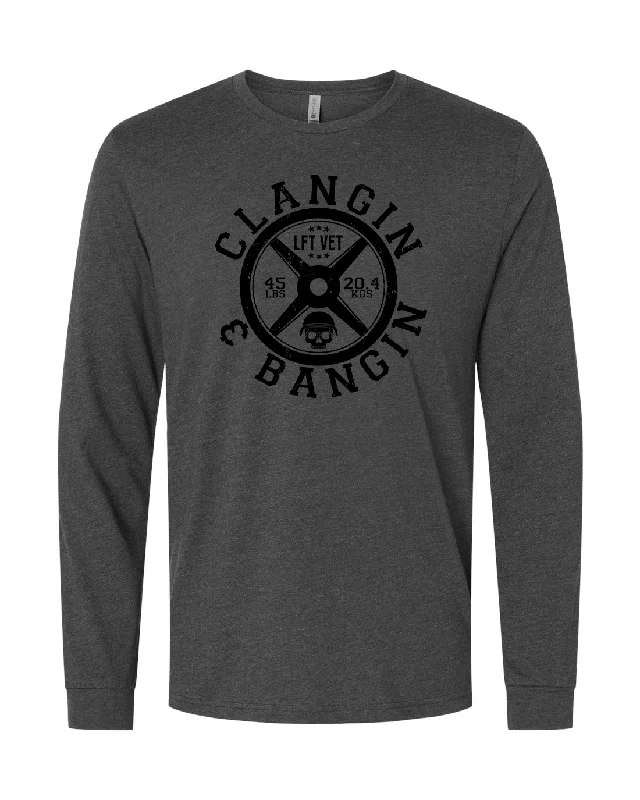 Clangin & Bangin Long Sleeve Tee Houndstooth Herringbone Solid