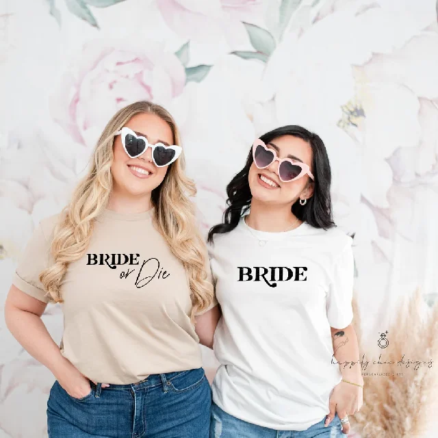 Bride or die bachelorette party shirts for bridal party bridesmaid T-shirts- Bach babe squad tribe party favors Palm Springs Bach babe Front Pockets Side Pockets Patch Pockets