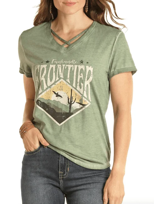 Panhandle Women's Moss Green Frontier Graphic Tee WLWT21R0T9 Cozy Warm Stylish