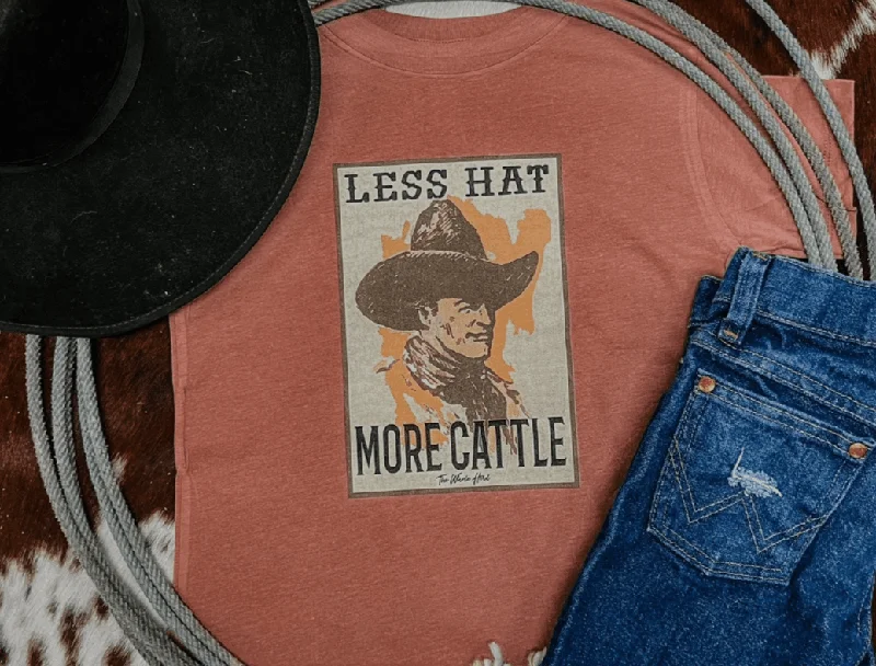 The Whole Herd Less Hat More Cattle Adult Western Graphic Tee T2159 Polka Dot Checkered Tartan