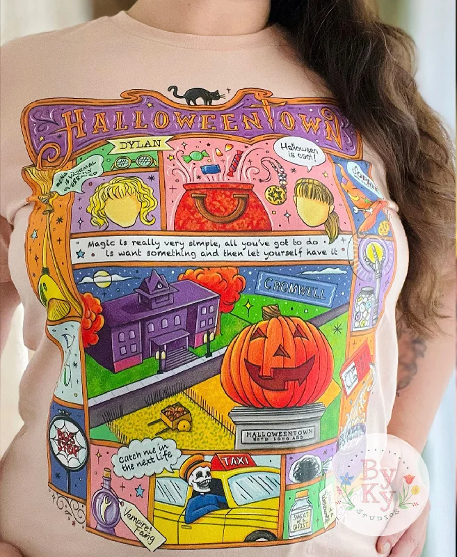 Halloweentown Unisex Tee Thin T-Shirt Open Front Quick Dry