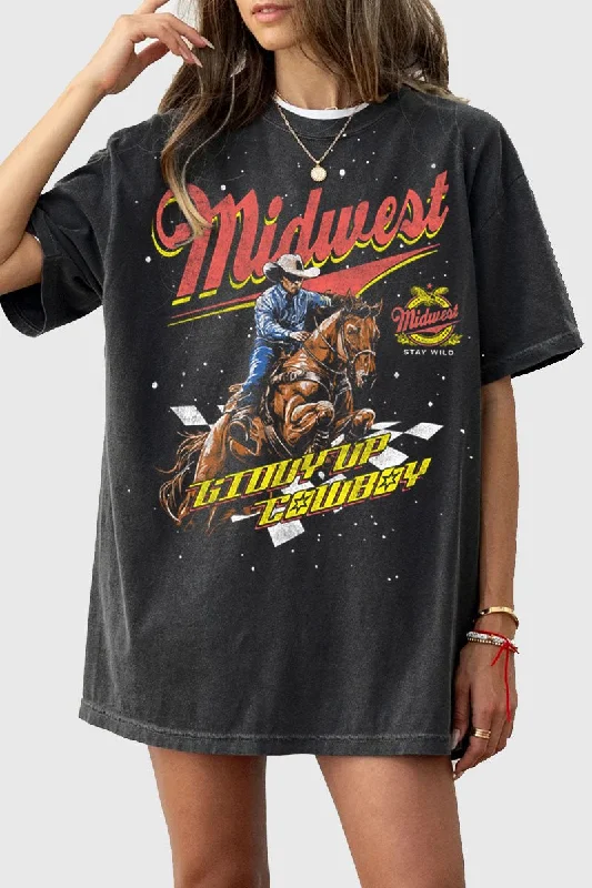 Midwest Cowboy Rider Tee Houndstooth Herringbone Solid