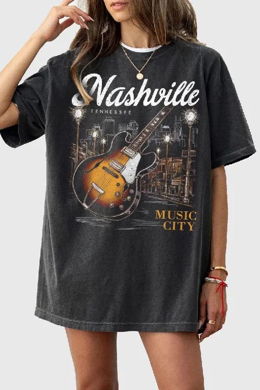 Nash Music City Oversized Tee Zippered Front Buttoned Front Snap Front