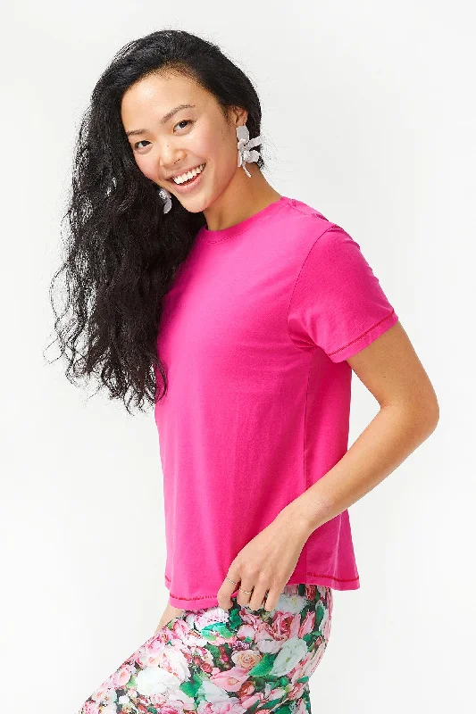 Bliss Tee in Terez Pink Cashmere Blend Cotton Blend Poly Blend