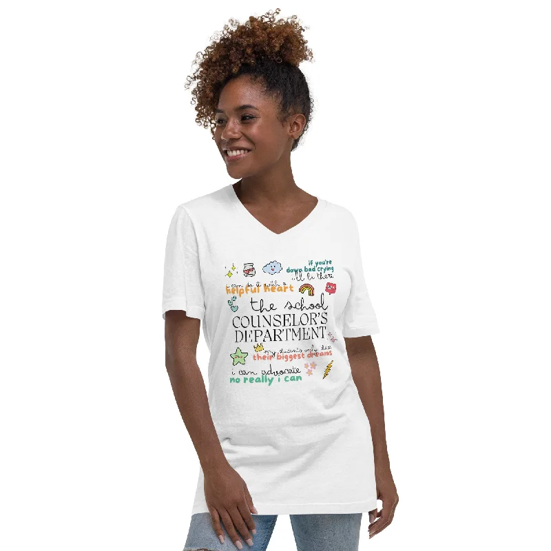 The School Counselor's Department Unisex Short Sleeve V-Neck T-Shirt Polka Dot Checkered Tartan