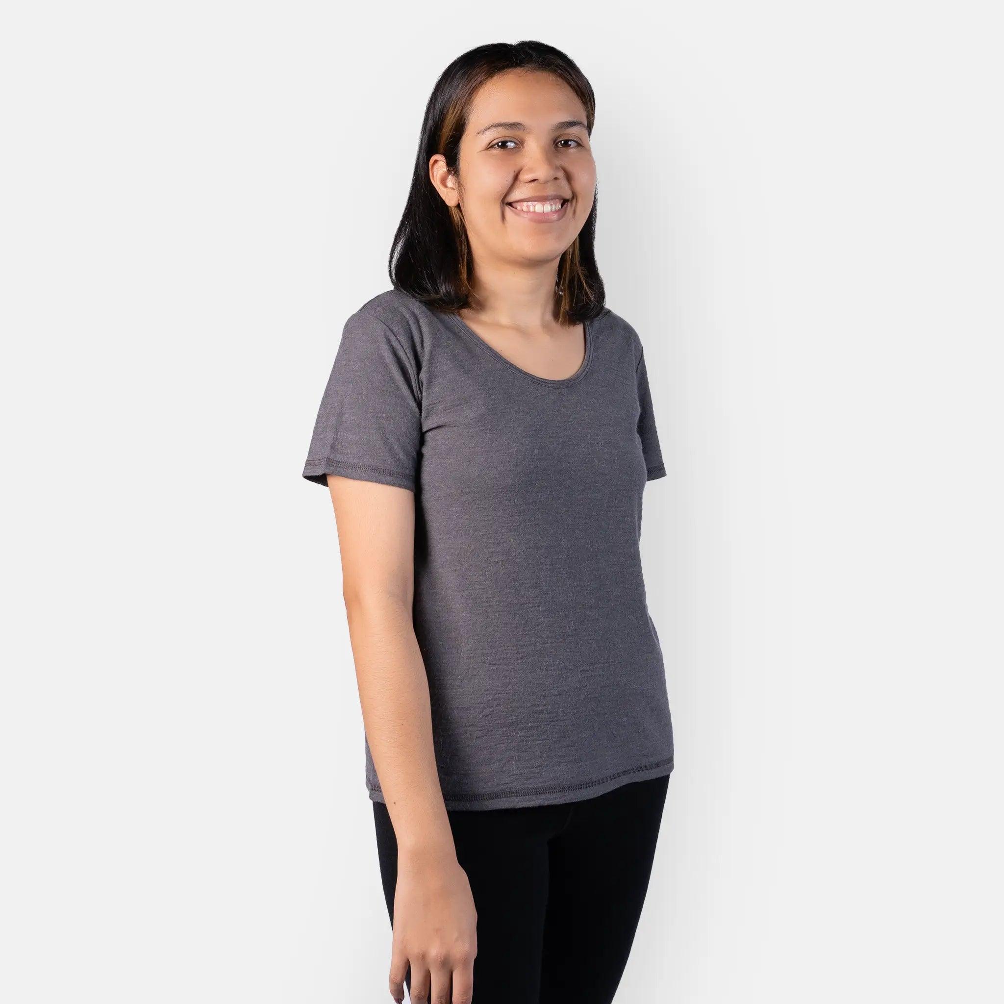 Women's Alpaca Wool Hiking T-Shirt: 160 Ultralight - Relaxed Fit Boxy Fit Fitted Loose