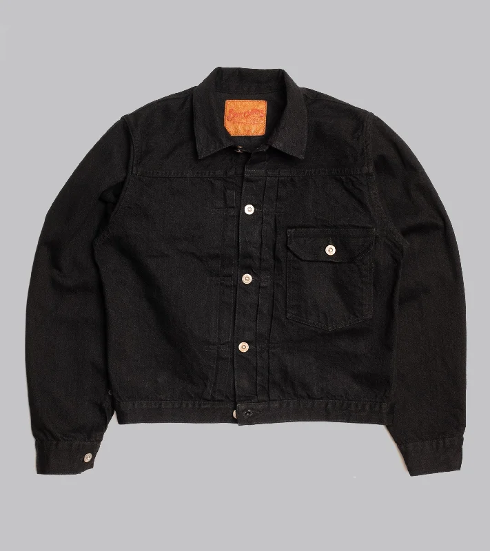 Bryceland's x Buck Mason Denim 933 Type 1 Jacket Black Knit Fabric Woven Fabric Fleece Fabric