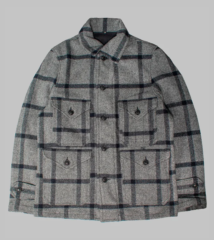 Bryceland's Hunting Jacket Black/Grey Check Wool Satin Jacket Silk Jacket Chiffon Jacket