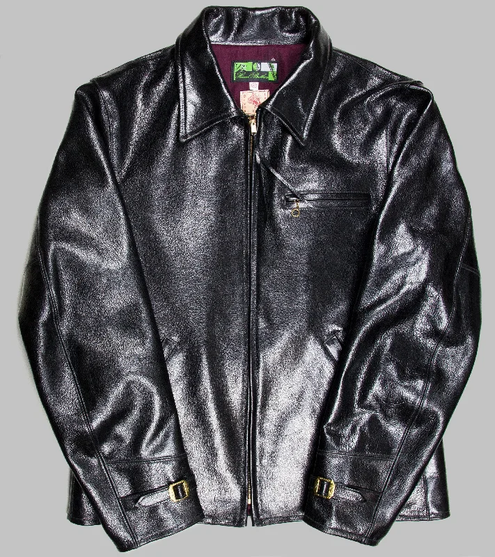 Bryceland's x Himel Brothers Goatskin Leather Jacket Black Rayon Fabric Velvet Fabric Corduroy Fabric