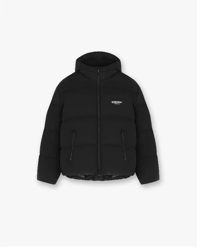 Represent Owners Club Hooded Puffer Jacket - Black Mesh Jacket Canvas Jacket Denim Jacket