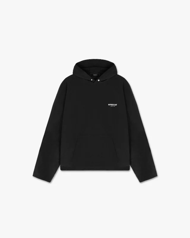 Represent Owners Club Hooded Pullover Jacket - Black Print Jacket Jacquard Jacket Embroidered Jacket