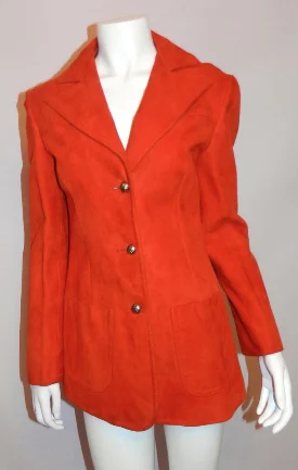 vintage 1970s suede jacket 70s orange DOESKIN riding blazer XS S Chenille Fabric Brocade Fabric Lace Fabric