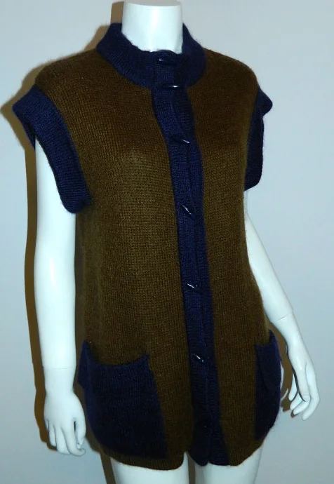 vintage 1970s Yves Saint Laurent tunic / YSL knit MOHAIR sweater vest jacket S - M Wool Jacket Cashmere Jacket Tweed Jacket