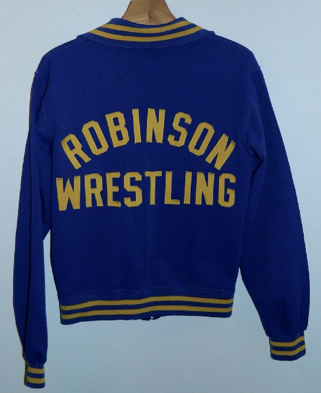 vintage varsity jacket 1970s Robinson Rams Wrestling track warm up jacket Rawlings size 36 Faux Fur Jacket Real Fur Jacket Shearling Jacket