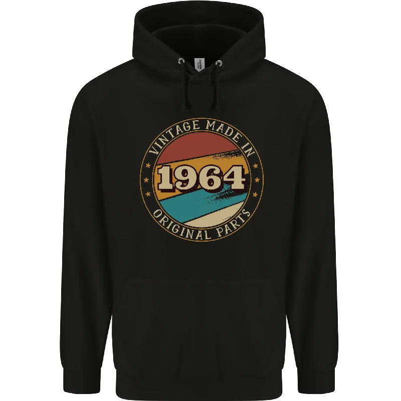 60th Birthday  Vintage Made In 1964 Mens 80% Cotton Hoodie Hoodie with Contrast Stitching Detailed Premium