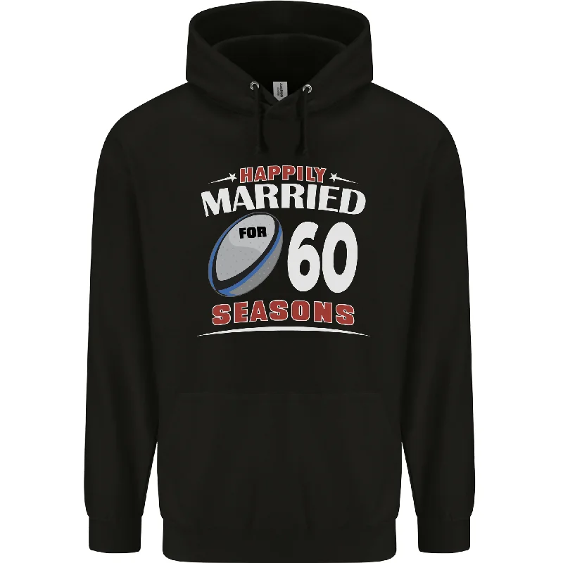 60 Year Wedding Anniversary 60th Rugby Mens 80% Cotton Hoodie Hoodie with Color Block Contrast Stylish