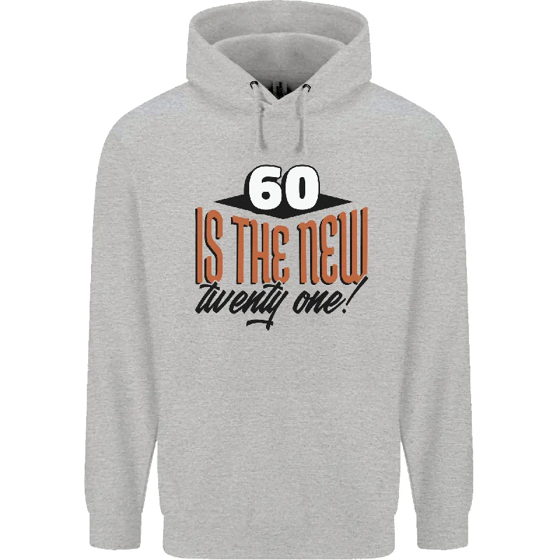 60th Birthday 60 is the New 21 Funny Mens 80% Cotton Hoodie Hoodie with Button Placket Classic Preppy