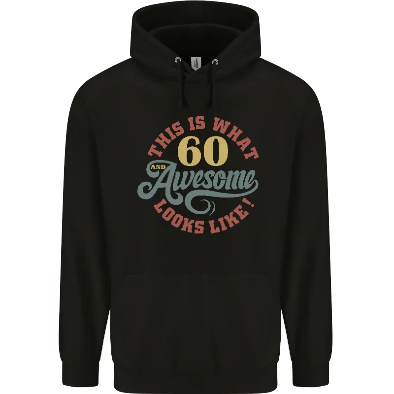 60th Birthday 60 Year Old Awesome Looks Like Mens 80% Cotton Hoodie Hoodie with Velcro Closure Adjustable Secure