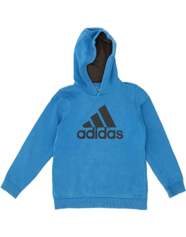 ADIDAS Boys Graphic Hoodie Jumper 11-12 Years Blue Cotton Hoodie with Magnetic Closure Innovative Modern