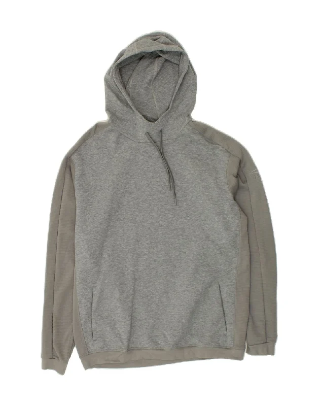 ADIDAS Mens Hoodie Jumper Large Grey Colourblock Cotton Hoodie with Side Slits Relaxed Casual