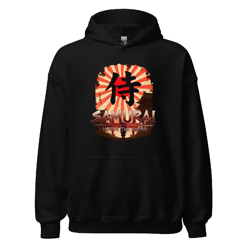 Anime Samurai Warrior Honor The Sword Pullover Hoodie Sweatshirt Hoodie with Side Slits Relaxed Casual