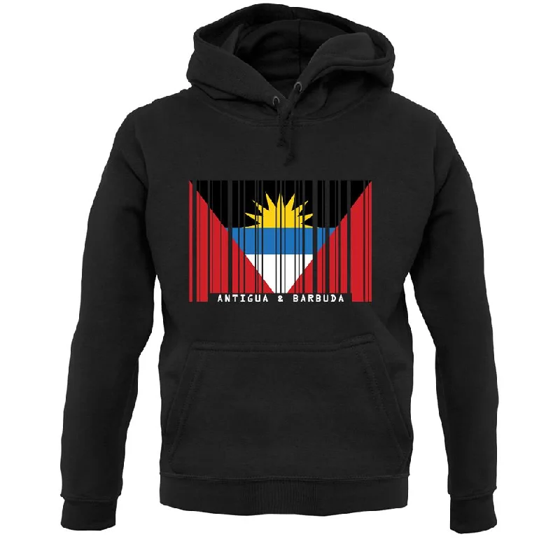 Antigua And Barbuda  Barcode Style Flag Unisex Hoodie Hoodie with Snap Buttons Easy Quick