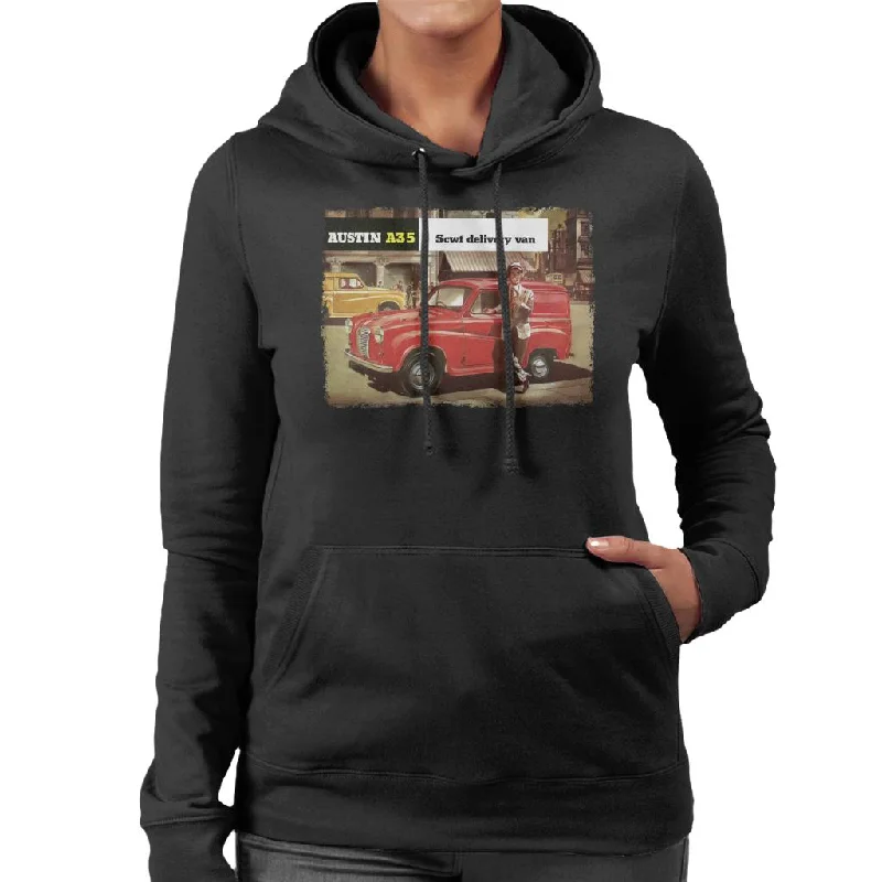 Austin A35 5cwt Delivery Van British Motor Heritage Women's Hooded Sweatshirt Hooded Sweatshirt Casual Wear Street Style