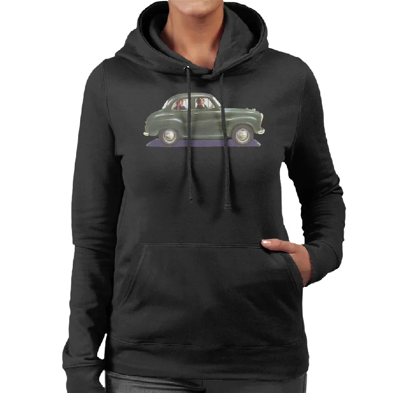 Austin A35 Green British Motor Heritage Women's Hooded Sweatshirt Hoodie with Pocket Utility Practical