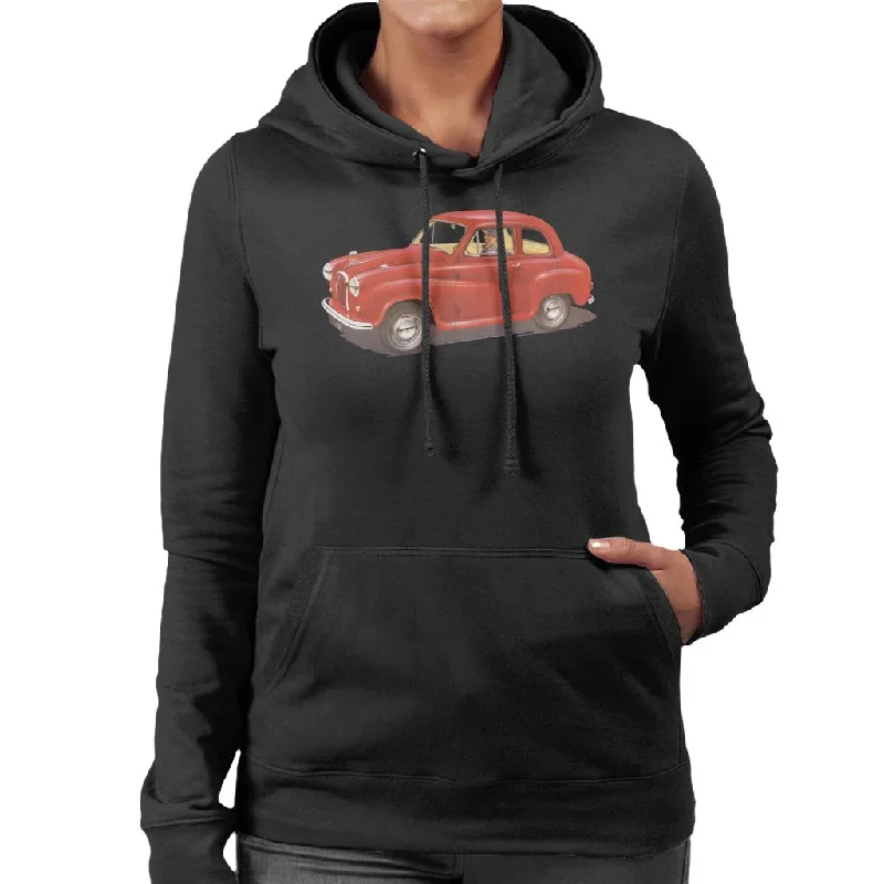 Austin A35 Red British Motor Heritage Women's Hooded Sweatshirt Hoodie with Ribbed Hem Stretchable Secure