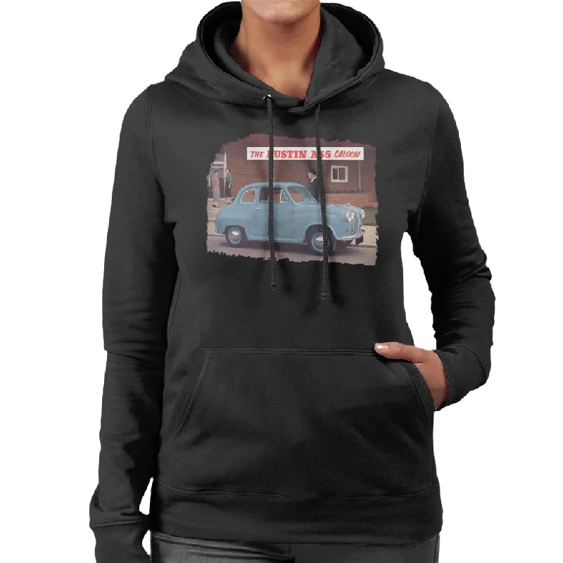 Austin A35 Saloon British Motor Heritage Women's Hooded Sweatshirt Hoodie with Color Block Contrast Stylish