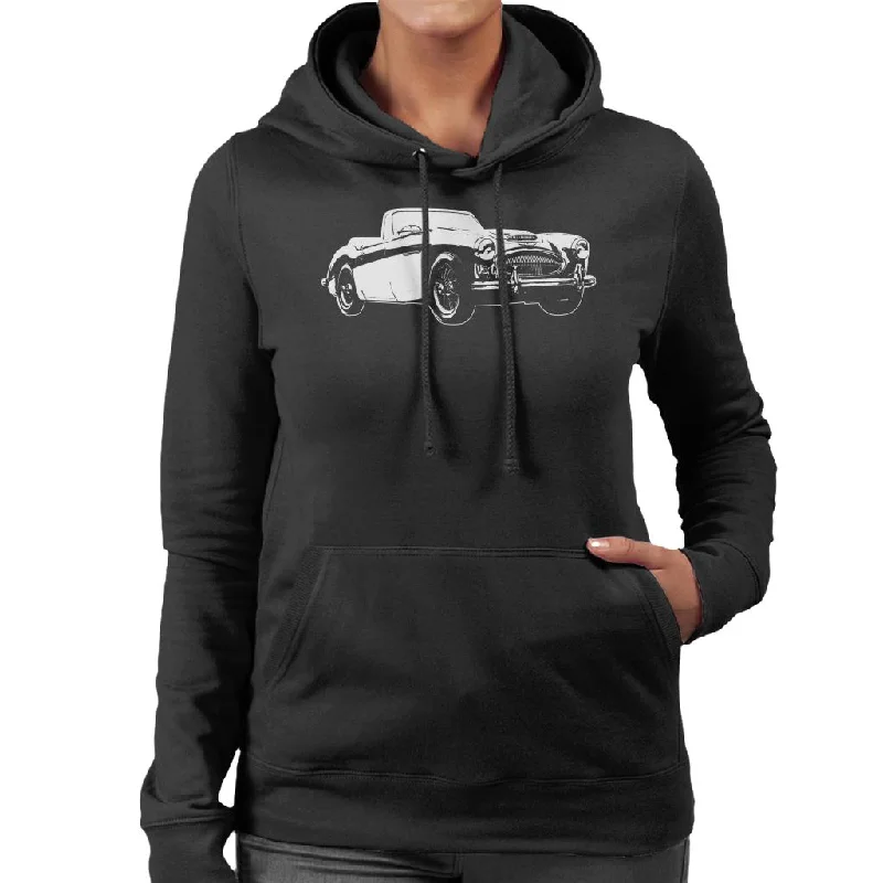 Austin Healey 3000 British Motor Heritage Women's Hooded Sweatshirt Hoodie with Elastic Waist Stretchable Comfortable