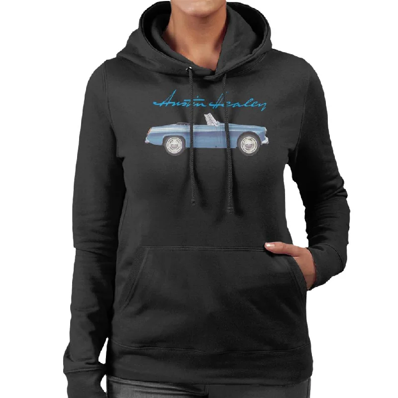 Austin Healey Blue British Motor Heritage Women's Hooded Sweatshirt Hoodie Jacket Zipper Layering