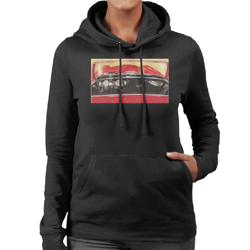 Austin Healey Drivers Seat British Motor Heritage Women's Hooded Sweatshirt Hoodie with Belted Waist Structured Tailored