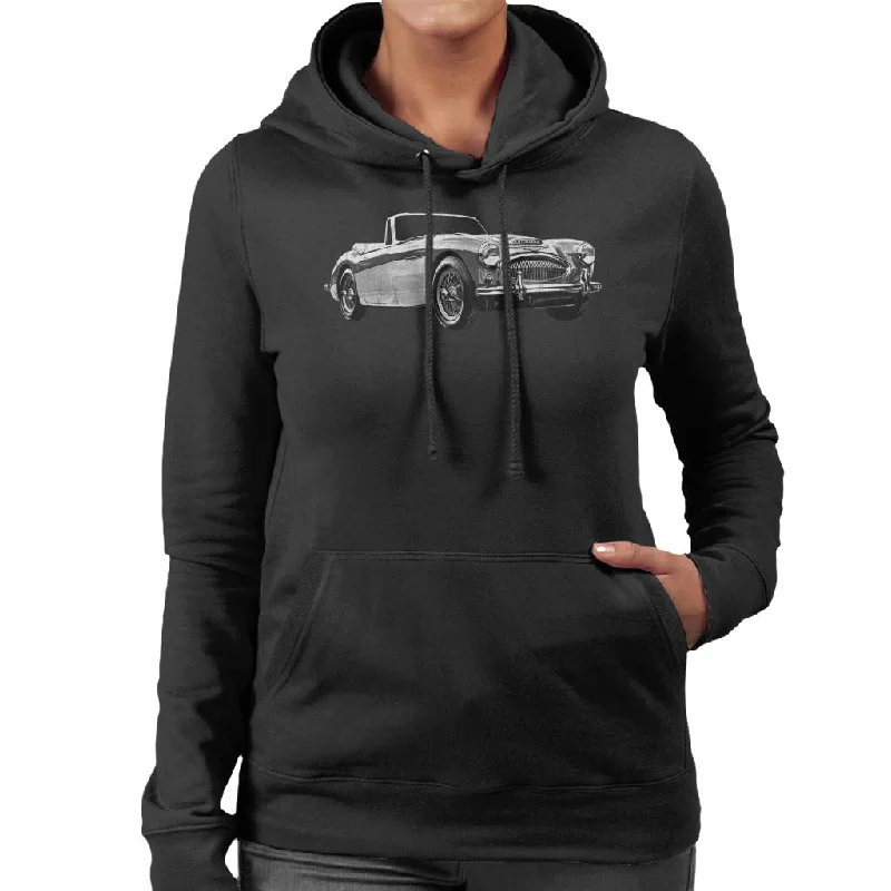 Austin Healey Grey British Motor Heritage Women's Hooded Sweatshirt Hoodie with Set-In Sleeves Structured Classic